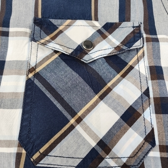 American Rag‎ Snap Button Down Plaid Multi Color Long Sleeve Shirt Size XL - Picture 9 of 15